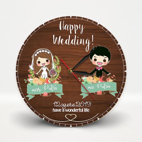 Foto Produk Jam Dinding Kayu Wedding untuk Dekorasi Kado nikah dan souvernir dari Goovi Ink