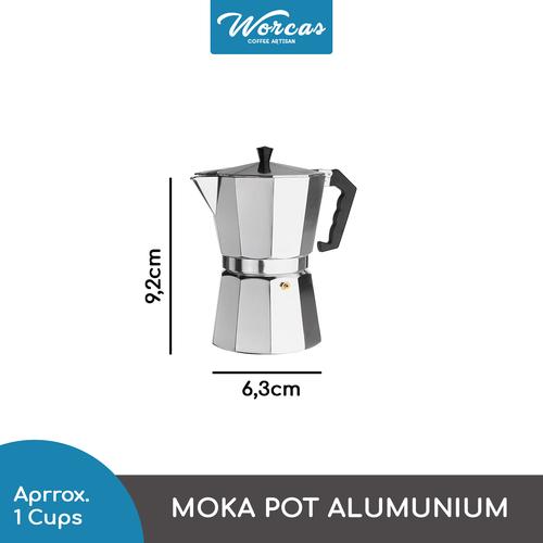 Jual Moka Pot 1 Cup Alumunium - Silver 