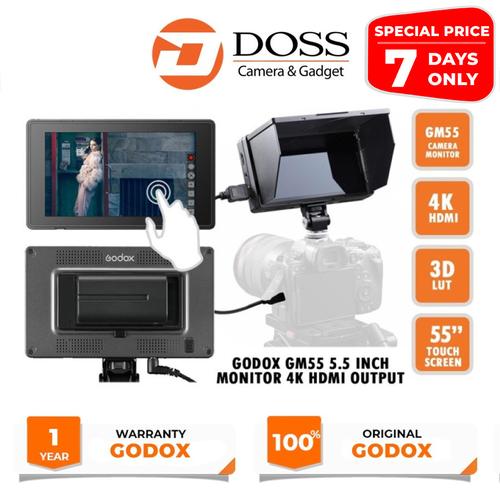 Foto Produk Godox Camera Monitor 4K GM55 5.5 Inc HDMI Touchscreen dari DOSS