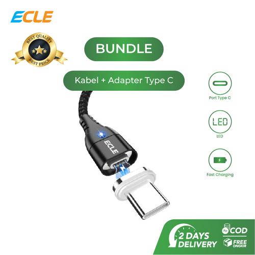 Foto Produk ECLE Magnetic Kabel 3A Nylon Braided Fast Charging + Adapter Type C dari ECLE Official Store
