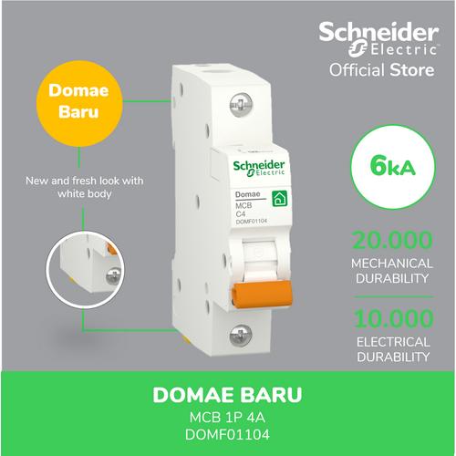 Foto Produk Schneider Electric NEW DOMAE MCB 4A 1P - DOMF01104 dari Schneider Electric Home