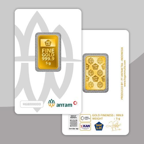 Gambar LOGAM MULIA, LM ANTAM, EMAS BATANGAN KEPINGAN 5 GRAM dari NagaMas Jakarta Utara Tokopedia