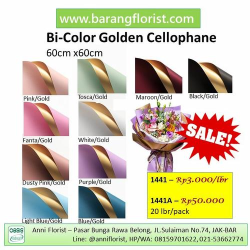 Foto Produk Bi-Color Golden Cellophane (1441) 1 lbr, Aksesoris bunga, kertas bunga dari anni_florist