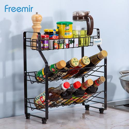Foto Produk freemir Rak Botol Bumbu Dapur 3 Susun Stainless steel Rack Serbaguna - Besi Pipih dari freemir Official Store