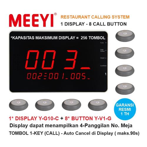 Foto Produk Bel Meja Restoran 1 Display dan 8 Call Button - MEEYI Y-G10-C x Y-V1 dari EtalaseBelanja