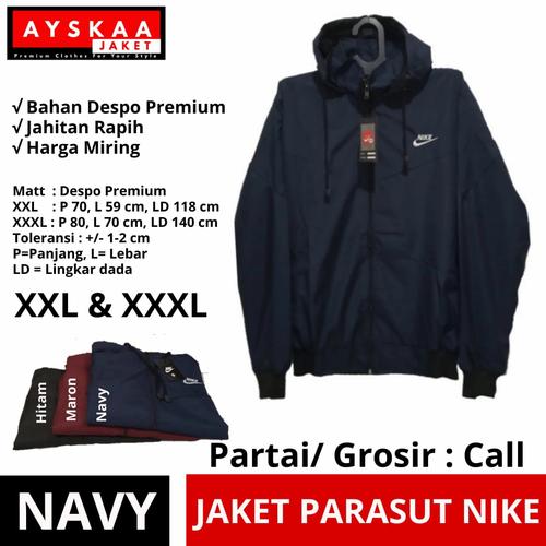 Foto Produk Jaket parasut nike pria wanita jumbo big size - Navy, XXXL dari Ayskaa Jaket