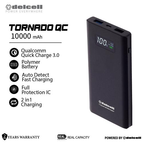 Foto Produk Delcell TORNADO Powerbank 10000mAh Support Quick Charge 3.0A Real Capa - Perak dari DelCell