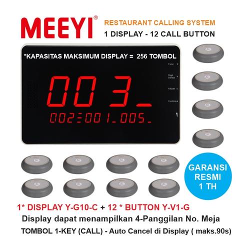 Foto Produk Bel Meja Restoran 1 Display dan 12 Call Button - MEEYI Y-G10-C x Y-V1 dari EtalaseBelanja