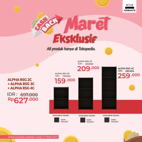 Foto Produk Rak Susun 4/ Lemari Buku ALPHA RSG 4C DARK WALNUT - Promo dari FurniCraft