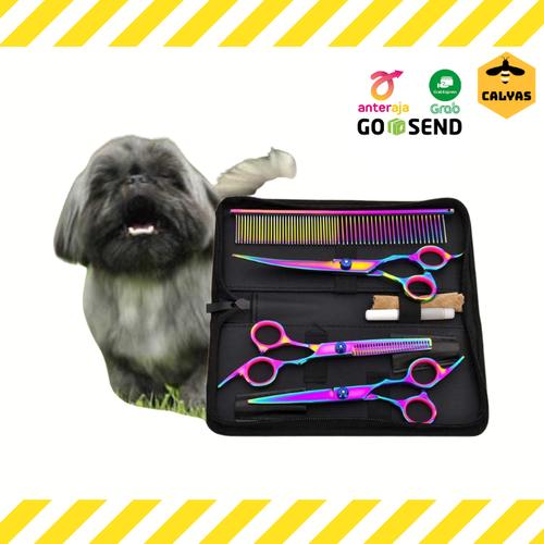 Foto Produk Gunting Grooming Rambut Bulu Anjing Kucing Pet Scissors Set - set 3 gunting dari Calyas