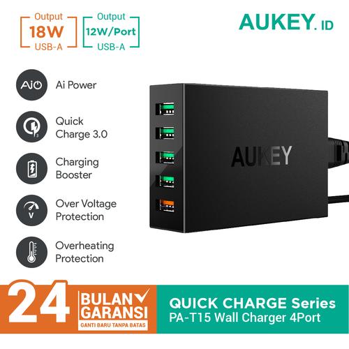 Foto Produk Aukey Charger 5 Ports 54W QC 3.0 & AiQ - 500077 dari AUKEY