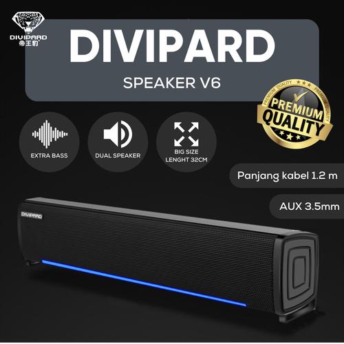 Foto Produk Speaker Desktop PC Komputer Super Bass Divipard V6 LED Light Gaming dari TokoUsbcom