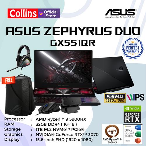 Gambar ASUS ROG ZEPHYRUS DUO GX551QR RYZEN 9-5900X 32GB 1TB RTX3070 300Hz W10 dari Collins Official Jakarta Pusat Tokopedia
