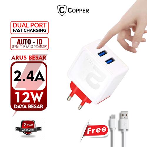 Foto Produk Copper Charger 2 Port Speed Up 2,4A - Hitam dari Copper Indonesia