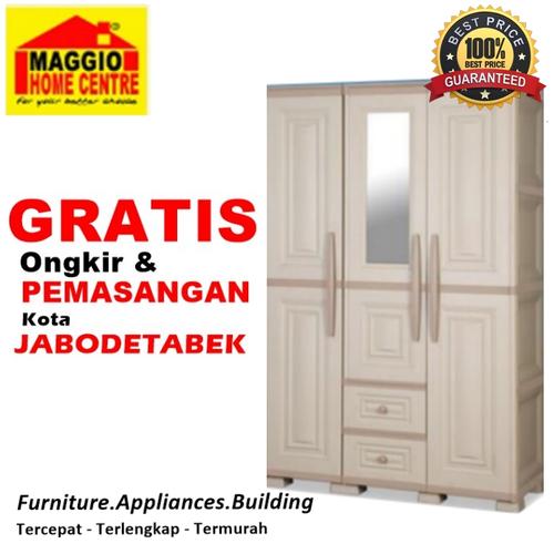 Foto Produk Olymplast Lemari Pakaian anti Banjir Plastik 3 Pintu OTC Modern dari Maggio Home Centre