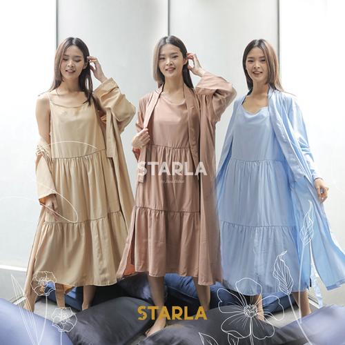Foto Produk BAJU TIDUR SET 2IN1 PIYAMA WANITA DRESS SEKSI KIMONO DEWASA CLIO SEXY - Blue Pastel dari jaya hebat