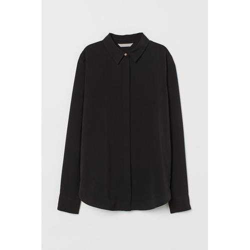Foto Produk Kemeja H&M Basic Shirt Black Original HnM Hitam Wanita Kerja Kantor - 32 dari OTOMO Store