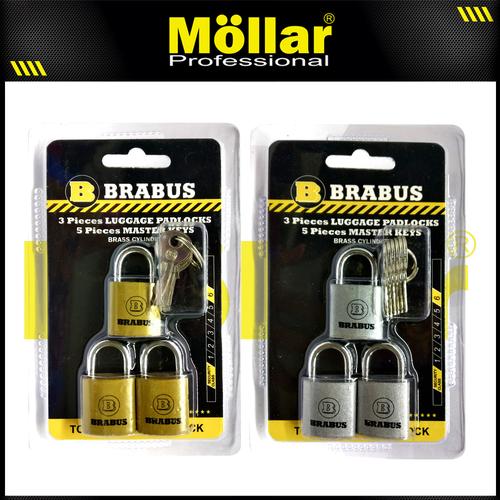 Foto Produk BRABUS 3 PCS GEMBOK MINI 20 MM TAS KOPER SET MASTER KEY dari Mollar Official