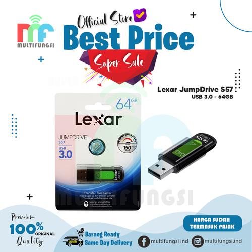 Foto Produk Lexar JumpDrive S57 64GB USB 3.0 FlashDisk / FlashDrive Original dari Multifungsi Online