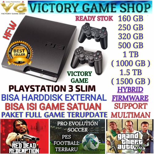 Foto Produk PS3 PS 3 PLAYSTATION 3 SLIM 500GB OFW/ + STIK + FULL GAME (BISA MILIH) - HDD 160GB, TANPA STIK dari Victory Game