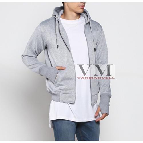 Foto Produk VM Jaket Zipper Polos Hoodie Full Sleting Abu tua - Abumuda, XL dari VM VanMarvell