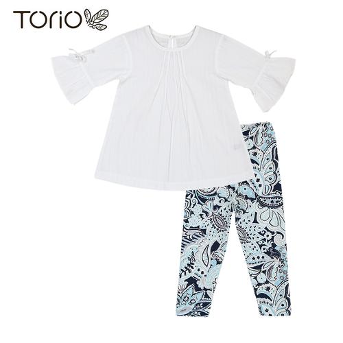 Foto Produk TORIO Legging Set Blue With Flower - Baju Setelan Anak Permpuan - 1-2 tahun dari Torio