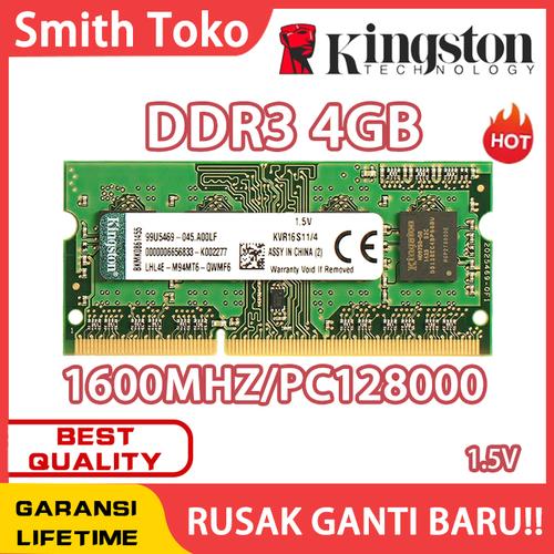 Gambar Ram laptop Kingston SODIMM 4GB DDR3 12800/ DDR3-1600 4G sodim dari SmithToko undefined Tokopedia