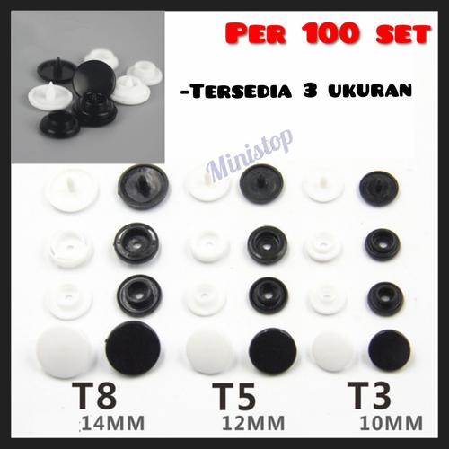 Foto Produk kancing cetet jepret snap button plastik per 100 set - Putih, 14mm dari MiniStop