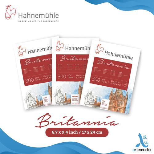 Bloc Papier Aquarelle Hahnemühle Britannia 300 G/m² 17x24 Cm Pressé à Chaud - 12 Feuilles Naturel Blanc