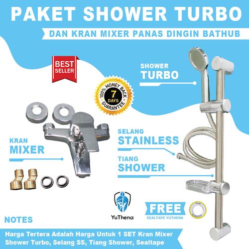 Foto Produk Kran Air Panas Dingin dan Tiang Shower Turbo YuThena Shower Mandi dari YuThena Official Store