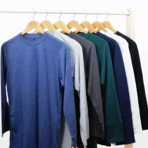 Jual TEBAL Kaos Polos Cotton Combed 30s Lengan Panjang Kaos Pria Wanita