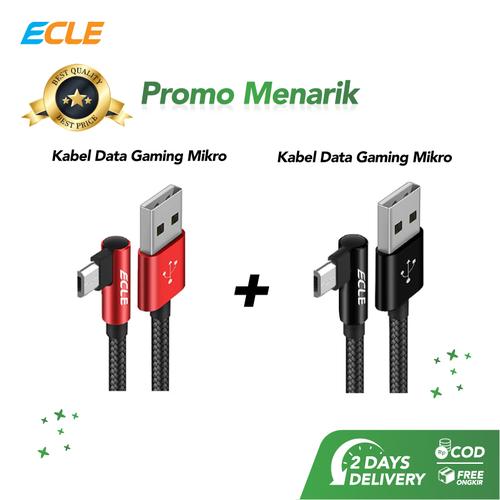 Foto Produk ECLE BUNDLING 2 PCS Kabel Data Gaming Micro USB Android Fast Charging dari ECLE Official Store