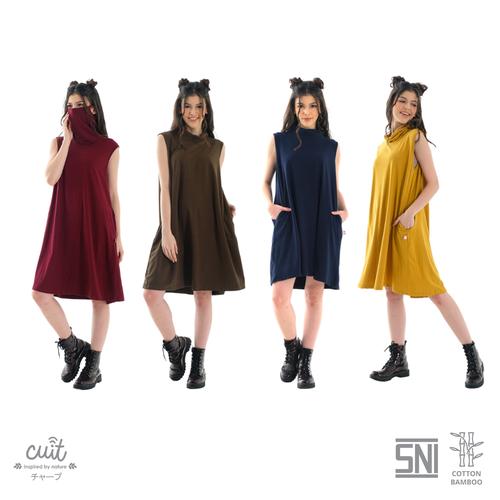 Foto Produk CUIT FAMILY Bamboo Cotton Yuta built in Masker Dress Miki Series - Yellow Persian, all size dari Cuit Baby Wear