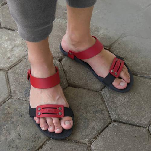 red casual sandals