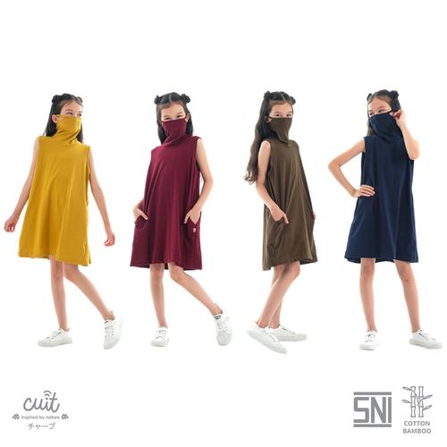 Foto Produk CUIT KIDS Bamboo Cotton Yuta built in Masker Dress Anak Miki Series - Yellow Persian, S dari Cuit Baby Wear