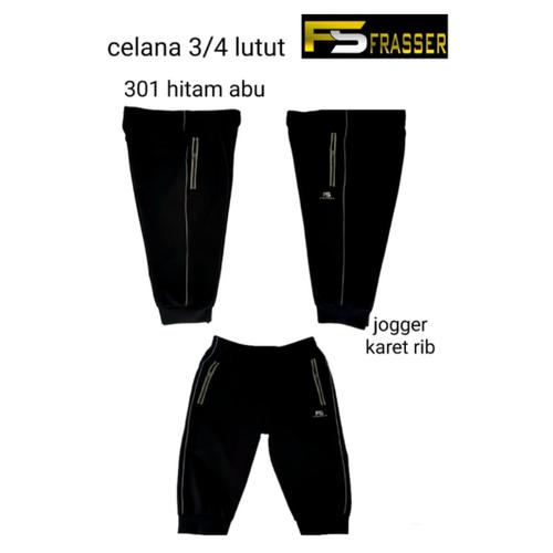 Foto Produk celana pendek 3/4 jogger frasser 301 hitam abu - M dari Pusat Grosir OLAHRAGA