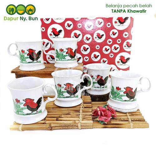 Foto Produk Paket EKSKLUSIF 6 Pcs Premium Cangkir Seri 2 Ayam Jago JADUL/Hampers dari Dapur Ny.Bun