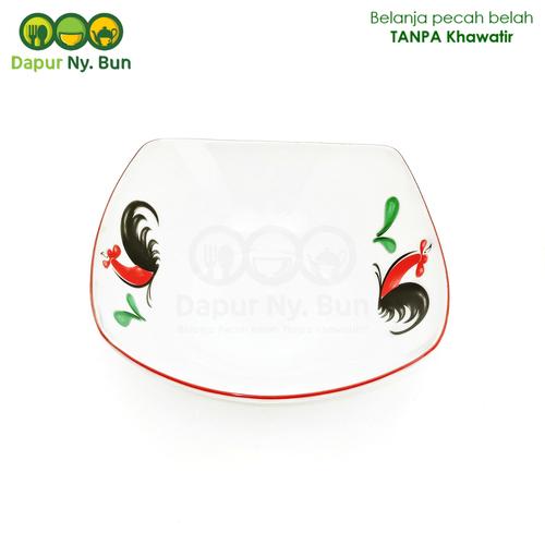 Foto Produk Mangkok Keramik Saji KOTAK Motif Ayam Jago Seri 2 Ukuran 7 Inch dari Dapur Ny.Bun