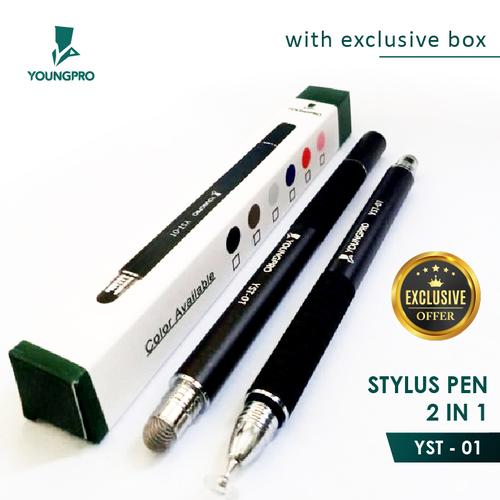 Foto Produk Stylus Pen 2in1 - Stylus Pen Universal Microfiber Head Touch Drawing - Hitam dari YOUNGPRO INDONESIA