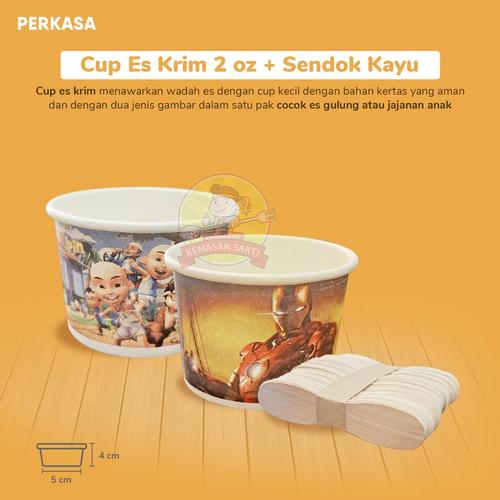 Jual Cup Es Krim/Papercup Es Krim/Gelas Kertas 2 Oz GRATIS Sendok Es ...