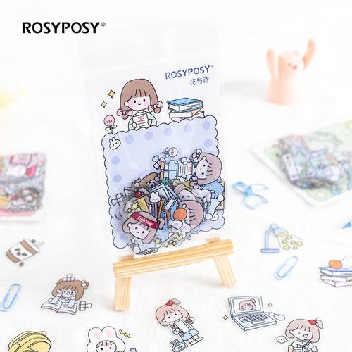 Foto Produk Rosyposy Rabbit Duo Flake Stickers Set - Sticker Lucu - Sticker Unik - STUDY TIME dari Pinkabulous