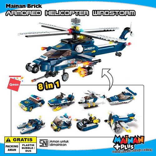 Foto Produk MAINAN BRICK LEGO QMAN HELIKOPTER TEMPUR ARMORED HELICOPTER WINDSTORM dari MainanPlus