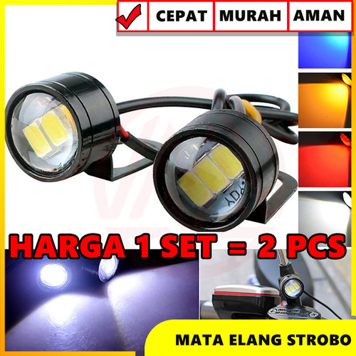 Foto Produk MATA ELANG STROBO EAGLE EYE FLASH STROBO KEDIP 3 LED DENGAN BRACKET - Kuning dari Modifikasi Market