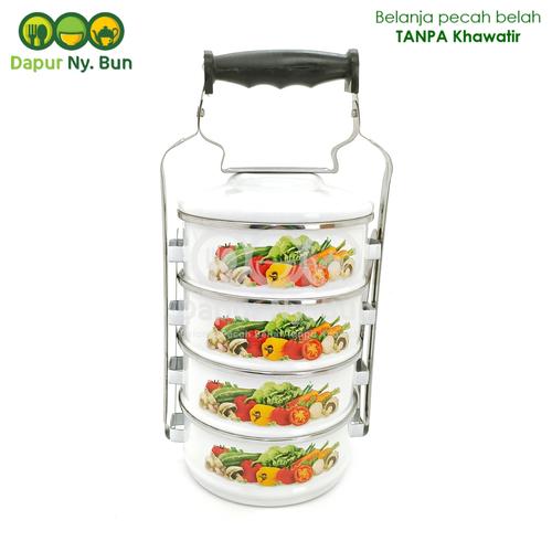 Foto Produk Rantang Enamel 4 Susun Motif Fresh Vegetable / Rantang Makanan dari Dapur Ny.Bun