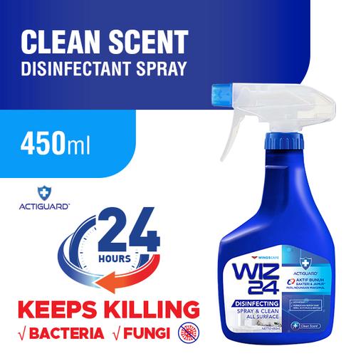 Foto Produk WIZ 24 Disinfectant Spray & Clean - Clean Scent 450ml dari Wings Official Store