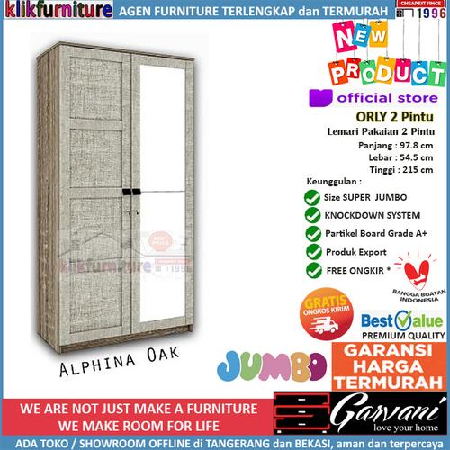 Foto Produk Lemari Pakaian 2 Pintu Jumbo ORLY 2P Garvani - Alphina Oak dari klikfurniture