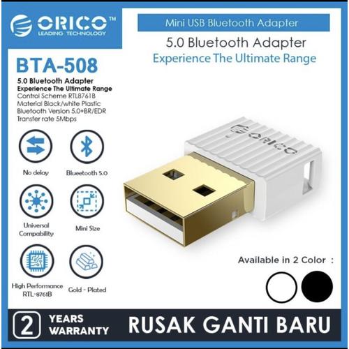Gambar ORICO BTA508 USB Bluetooth 5.0 Dongle BTA 508 BTA-508 Adapter - Putih dari Click & Go undefined Tokopedia