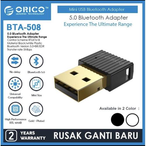 Gambar ORICO BTA508 USB Bluetooth 5.0 Dongle BTA 508 BTA-508 Adapter - Hitam dari Click & Go undefined Tokopedia