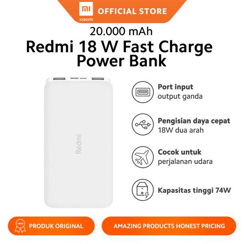 Foto Produk 20000mAh Redmi 18W Fast Charge Power Bank White - Garansi Official dari Xiaomi Official Store