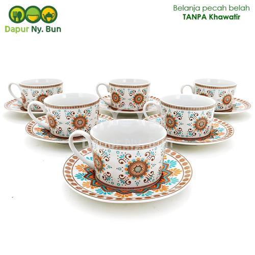 Foto Produk 6 Pasang Cangkir Set Motif Marakesh / 6 Cangkir Kopi & 6 Alas Cangkir dari Dapur Ny.Bun